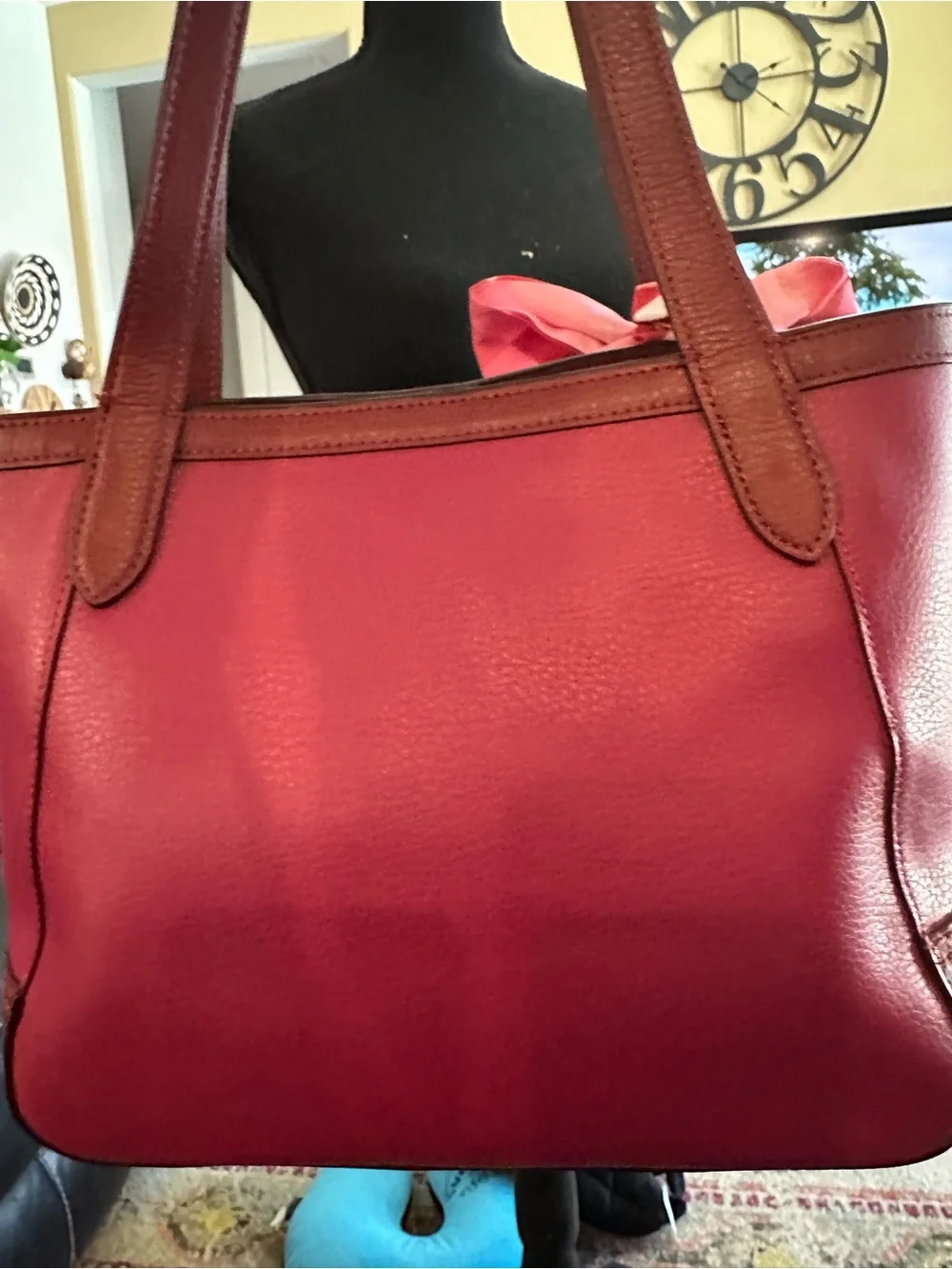 COACH #305 Tote 27 Raspberry & Pink Leather - Picture 8 of 13